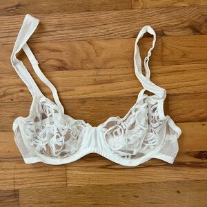 La Perla White Sheer Embroidered Underwire Bralette Bra